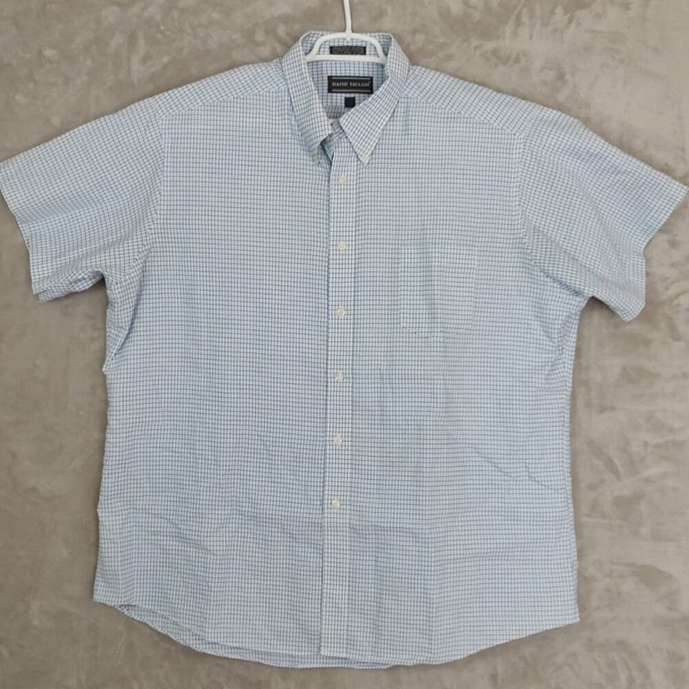David Taylor Men's Shirt Size 19 Big & Tall S/S Gingham Plaid Button Down Pocket